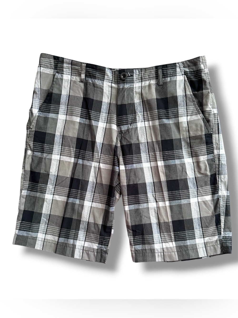 Vintage 90s/Y2K SWC Black Gray Plaid Long Shorts Men’s Size 36 Grunge Skater